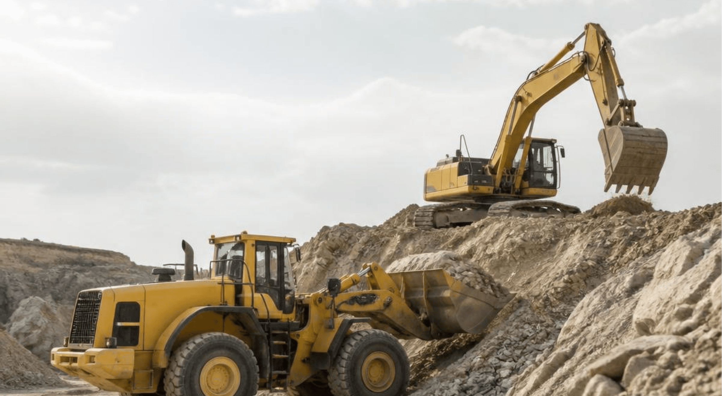 Crusher plant conveyor belts moving aggregate through a quarry